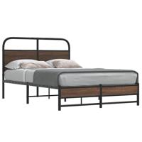Bedframe zonder matras bewerkt hout bruin eikenkleur 135x190 cm - thumbnail