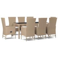 9-delige Tuinset met kussens poly rattan beige - thumbnail