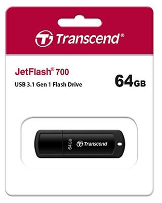 Transcend JetFlash® 700 USB-stick 64 GB Zwart TS64GJF700 USB-A 3.2 Gen 1 Transcend JetFlash® 700 USB-stick 64 GB Zwart TS64GJF700 USB-A 3.2 Gen 1