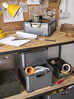 Curver 156011 Opbergbox Unibox Classic L Stapelbaar (b x h x d) 430 x 235 x 350 mm Zilver 1 stuk(s) Curver 156011 Opbergbox Unibox Classic L Stapelbaar (b x h x d) 430 x 235 x 350 mm Zilver 1 stuk(s)