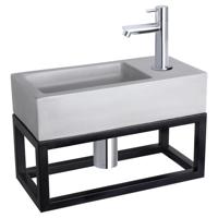 Differnz Differnz Ravo fonteinset beton lichtgrijs - kraan recht - met handdoekrek chroom - thumbnail