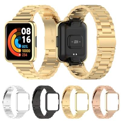 Stalen schakelband met case - Rosé goud - Xiaomi Redmi Watch 2 (Lite)
