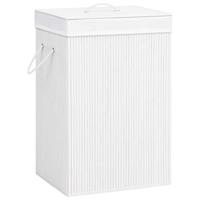 VidaXL Wasmand met 2 vakken 72 l bamboe wit - thumbnail