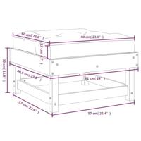 Tuinvoetenbank met kussen massief grenenhout grijs - thumbnail