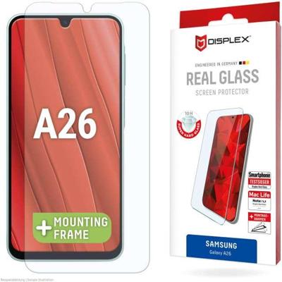 Displex Beschermglas 2D/Clear (10H) voor Samsung Galaxy A26, eco-montageframe, gehard glas, krasbestendige beschermfolie, hoesvriendelijk