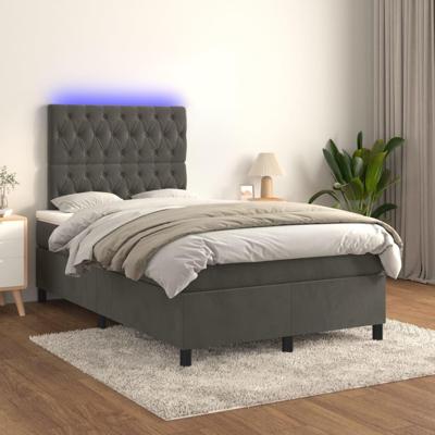 Boxspring met matras en LED fluweel donkergrijs 120x200 cm