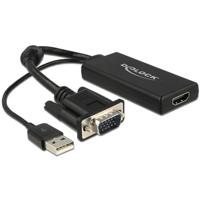 Delock 62668 VGA / HDMI Adapter [1x VGA-stekker - 1x HDMI-bus] Zwart 25.00 cm - thumbnail