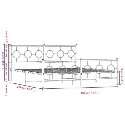 Bedframe met hoofd- en voeteneinde metaal wit 183x213 cm