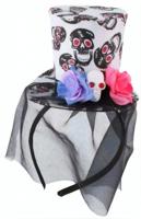 Arti Casa Haarband Hoed Schedels Met Sluier 22 Cm Wit - thumbnail