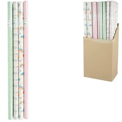 Cadeaupapier Happy Birthday 200 x 70 cm 4 assorti | 60 stuks