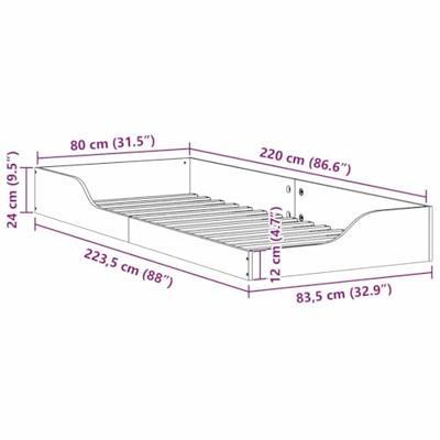 Bedframe Wit 80 x 220 cm Hout Bedframe Wit 80 x 220 cm Hout