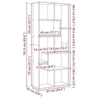 Kamerscherm / boekenkast 67x25x161,5 cm bewerkt hout wit - thumbnail