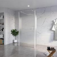 Fortifura Galeria Vrijstaande Inloopdouche - 100x200cm - Helder geribbeld - antikalk - 8mm veiligheidsglas - 2 zijwanden 40cm - wandsteunen en hoekprofielen - Wit mat SW927768 2x/SW797955/SW797948 2x/SW541264 2x - thumbnail