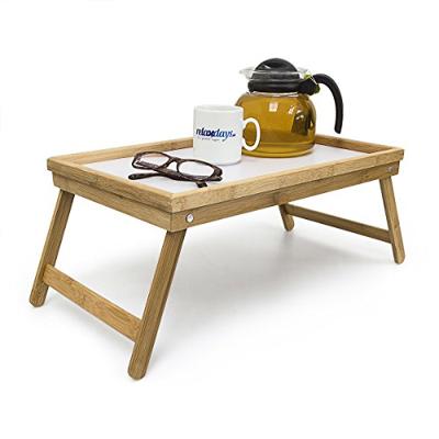 Overige Merken Bamboe inklapbaar dienblad 50x30 cm bruin/wit