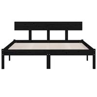 Bedframe massief grenenhout zwart 160x200 cm - thumbnail