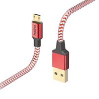 Hama Reflective Micro-USB-kabel (USB-A 2.0 mannelijk naar micro-USB-oplaadkabel en gegevensoverdracht, afgeschermde kabel, anti-twist, vergulde aluminium stekker, robuuste gevlochten nylon - thumbnail