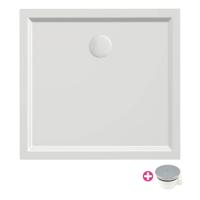 Douchebak Xenz Mariana | 80x75x4 cm | Incl.Afvoersifon-Chroom | Acryl | Rechthoekig | Wit mat - thumbnail