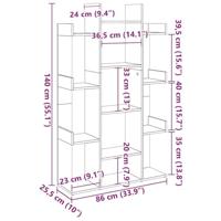 Boekenkast 86x25,5x140 cm bewerkt hout artisanaal eikenkleur - thumbnail