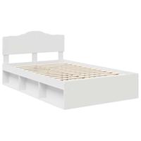 Bedframe met hoofdeinde Wit 135 x 190 cm Massief grenenhout - thumbnail