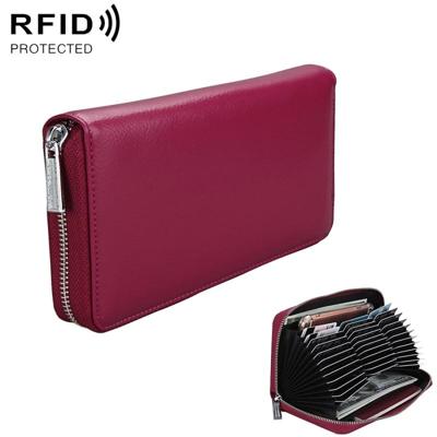 Antimagnetic RFID Large Capacity Long Style Genuine Leather Passport Package / Multifunctional and Many Card Slots Card Package(Purple)
