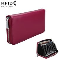 Antimagnetic RFID Large Capacity Long Style Genuine Leather Passport Package / Multifunctional and Many Card Slots Card Package(Purple) - thumbnail