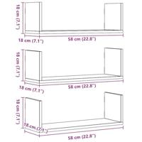 Wandschappen 3 st 58x18x18 cm spaanplaat sonoma eikenkleurig - thumbnail