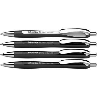 Schneider balpen Slider Rave, extra breed, blauwe inkt, zwart, doos van 3 + 1 gratis