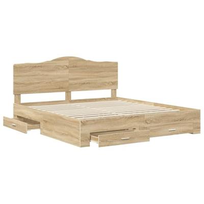 Bedframe met hoofdeinde Sonoma Eiken 180 x 200 cm Bewerkt hout
