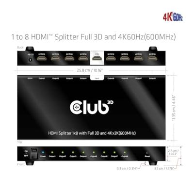 CLUB3D 1 to 8 HDMI Splitter Full 3D and 4K60Hz(600MHz)