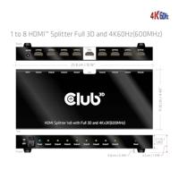club3D HDMI Splitter HDMI-splitter 8 + 1 poorten 3840 x 2160 Pixel - thumbnail