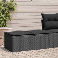 2-delige Loungeset met kussens poly rattan acacia zwart - thumbnail