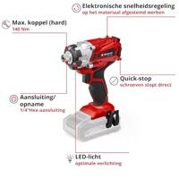 Einhell Power X-Change TE-CI 18/1 Li-Solo 4510034 Accu-slagmoersleutel 140 Nm 18 V Aantal meegeleverde accus: 0 Li-ion Zonder accu - thumbnail
