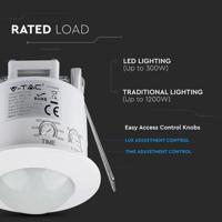 V-TAC 5090 Bewegingsmelder (plafond) Inbouw (in muur) 360 ° Wit IP20 - thumbnail