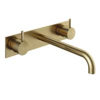 Hotbath Cobber afbouwdeel wastafelmengkraan met achterplaat en 25 cm uitloop geborsteld messing (goud) CB006TEXT25BB - thumbnail