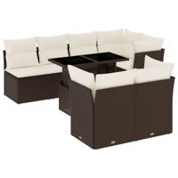8-delige Loungeset met kussens poly rattan bruin - thumbnail