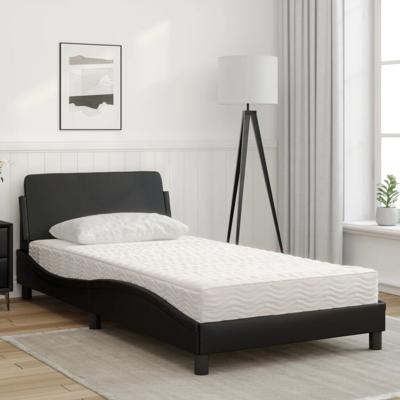 Bed met matras kunstleer zwart 100x200 cm - thumbnail