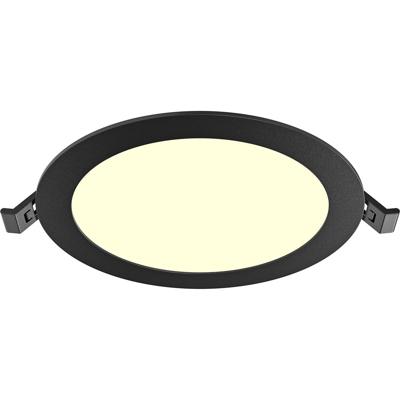 LED Downlight Inbouwspot Dimbaar - Brinton Thin - 12W 1120lm 120° Bundelhoek - Warm Wit 3000K - IP40 - Rond - Zwart - Ø170mm Buitenmaat - Ø150mm Zaagmaat