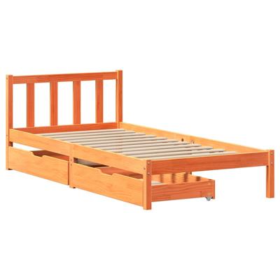 Bedframe zonder matras massief grenenhout wasbruin 90x190 cm