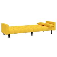 Slaapbank 2-zits met 2 kussens stof geel - thumbnail