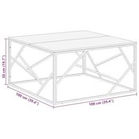 Salontafel roestvrij staal en massief bielshout zilverkleurig - thumbnail