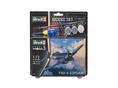Revell model set f4u-4 corsair jachtvliegtuig - incl. basiskleuren verf