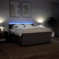 Boxspring met matras stof donkerbruin 200x200 cm - thumbnail