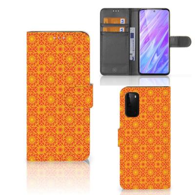 Samsung Galaxy S20 | Telefoon Hoesje | Batik Oranje | Portemonnee hoesje Samsung Galaxy S20 | Telefoon Hoesje | Batik Oranje | Portemonnee hoesje