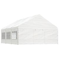 Prieel met dak 6,69x5,88x3,75 m polyetheen wit - thumbnail