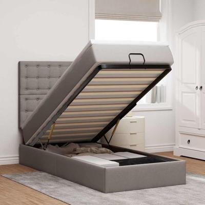 Bed met matras 100x200 cm stof taupe
