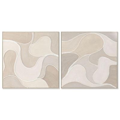 Canvas Home ESPRIT Beige Abstract Scandinavisch 102 x 4,5 x 102 cm (2 Stuks)