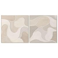 Canvas Home ESPRIT Beige Abstract Scandinavisch 102 x 4,5 x 102 cm (2 Stuks) - thumbnail