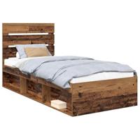 Bedframe met hoofdeinde Oudhout 90 x 190 cm Massief grenenhout - thumbnail
