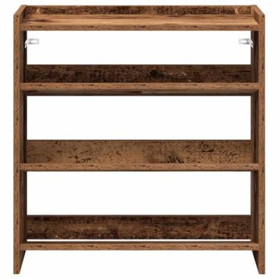 Schoenenrek 60x25x62 cm bewerkt hout oud houtkleurig Schoenenrek 60x25x62 cm bewerkt hout oud houtkleurig