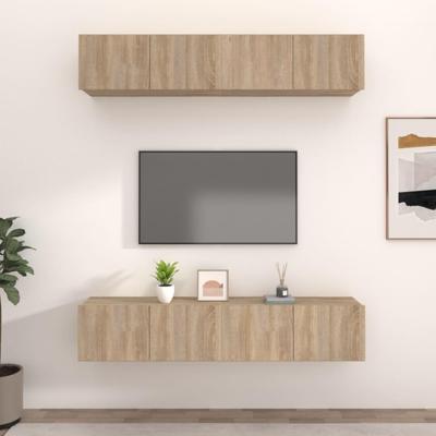 Tv-meubels 4 st 80x30x30 cm bewerkt hout sonoma eikenkleurig